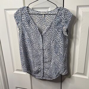 Joie Blue and White Patterned Blouse